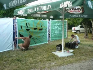 Graffiti in progress.